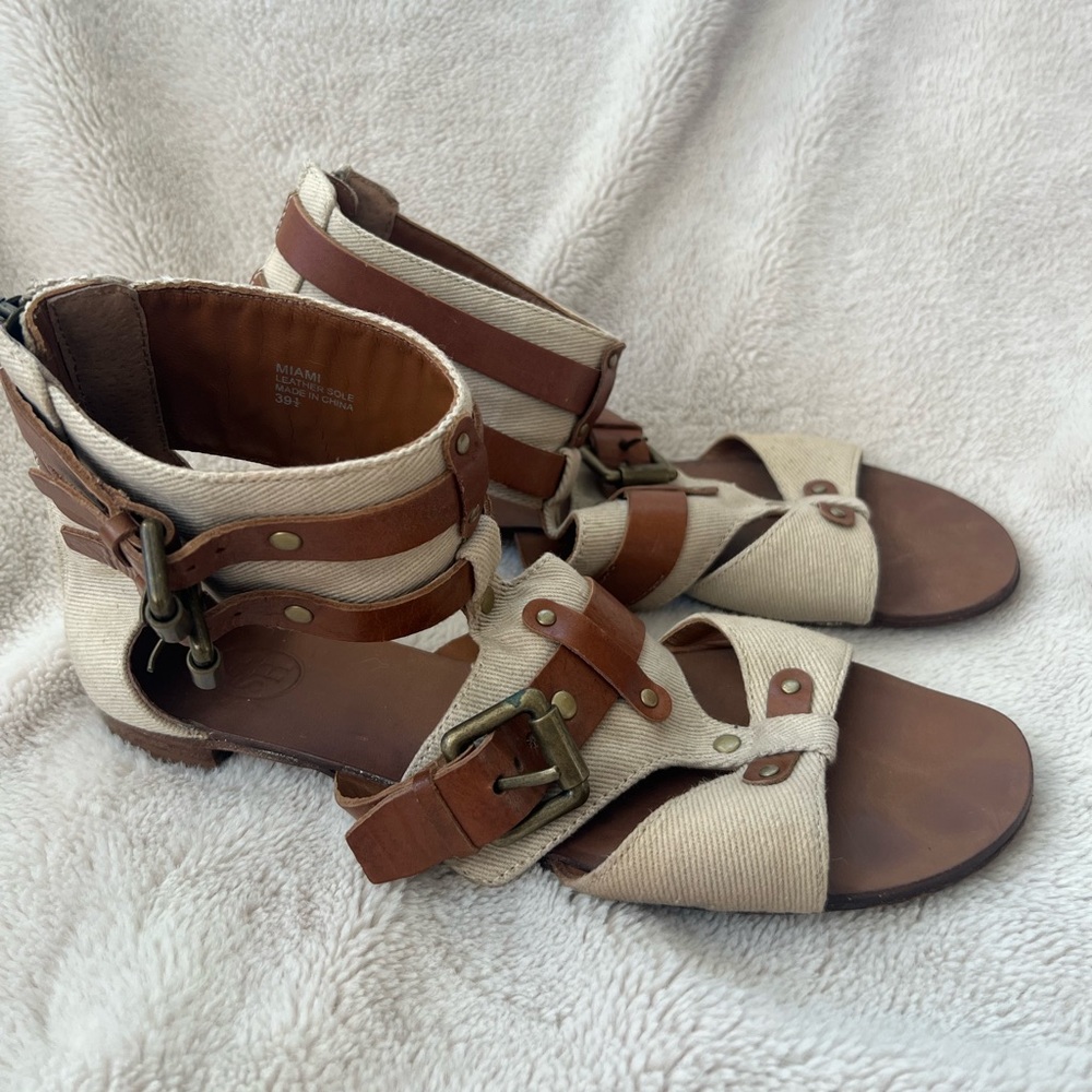 Ash Miami Canvas and Leather Gladiator Cargo Sandals